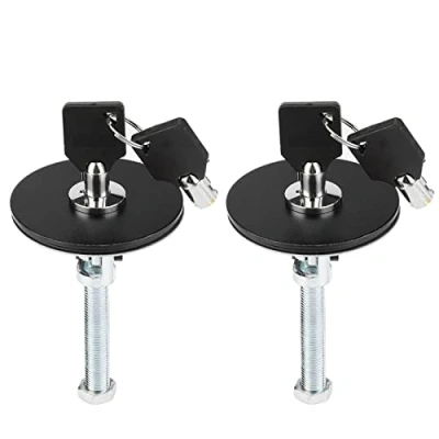 Image of hood lock car universal bonnet cover key pin kit safety latch locking catch (Black)