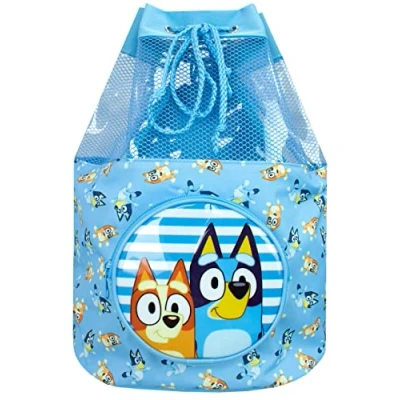 Image of Bluey Swimming Bag Kids Beach Pool Swim Drawstring Backpack For Boys Or Girls Blue