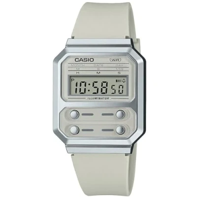 Image of Casio A100 Silicone Digital watch, Size: One Size, Ivory
