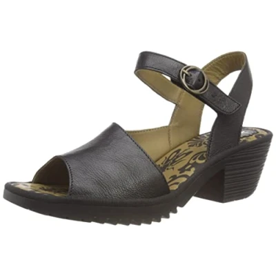 Image of Yuba385Fly Mousse Leather Women&#039;s Wedge Heel Peep Toe Sandals