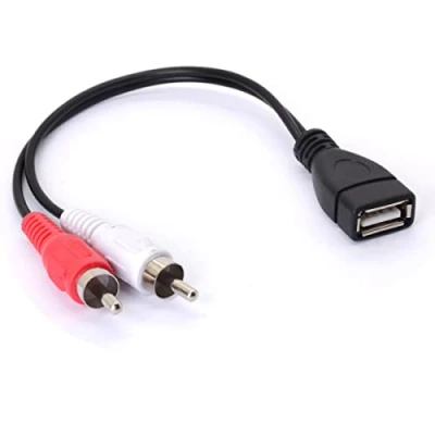 Image of USB to RCA Cable, A 2.0 Female 2 Male Jack Y Splitter Audio Video AV Composite Adapter Cable (20 cm)