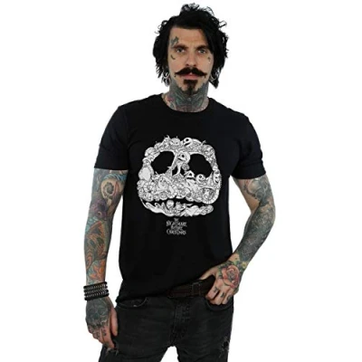 Image of Disney Men&#039;s Nightmare Before Christmas Jack Skellington O Lanterns T Shirt Black Large