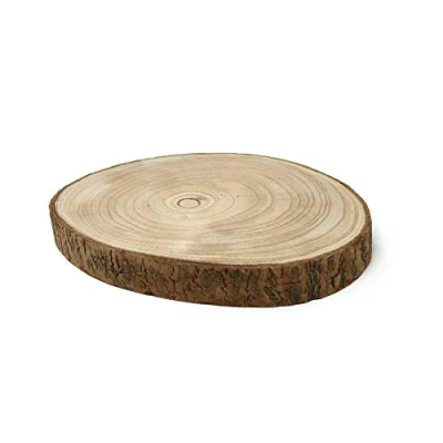 Image of Natural Wood Log Slice Rustic Table Centerpiece Cake Flower Stand (25 x 3.5cm)