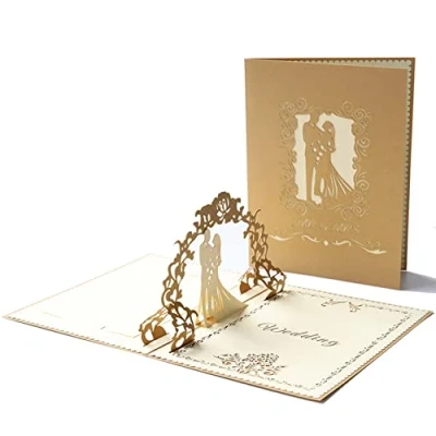 Image of Olakin Pop Up Wedding Card, 3D Greeting Card with Envelope, for Anniversary, Gift, Birthday, Invitation