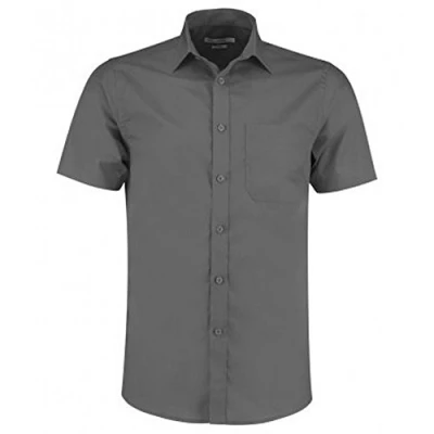 Image of Kustom Kit Mens Short Sleeve Tailored Poplin Shirt (18) (Graphite)