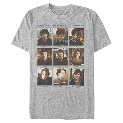 Image of Stranger Things Men&#039;s Hawkins High Short Sleeve T Shirt, Heather Grey, M