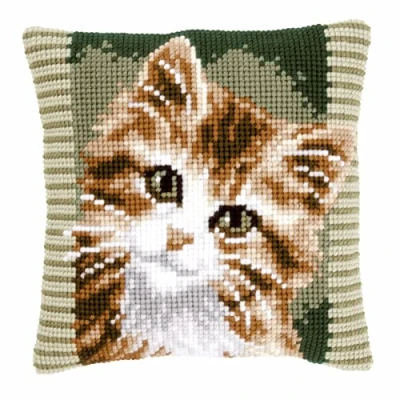 Image of Vervaco Cross Stitch Cushion Brown CAT