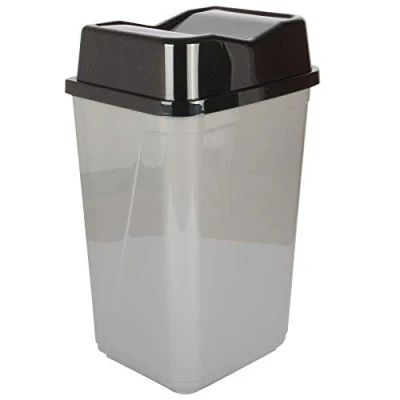 Image of MURAT PLASTIK Swing Bin Lidded Dustbin Grey Plastic Rubbish 8, 15 &amp; 25 Litre Sizes (50 Silver Black)