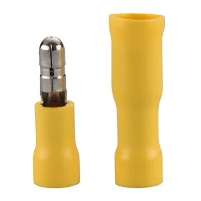 Image of Heschen Bullet Crimp Male and Female Quick Disconnects, Vinyl, Insulated, MPV5 156/FRV5 156, 4 6mm² (12 10 AWG), Yellow, 100Pack