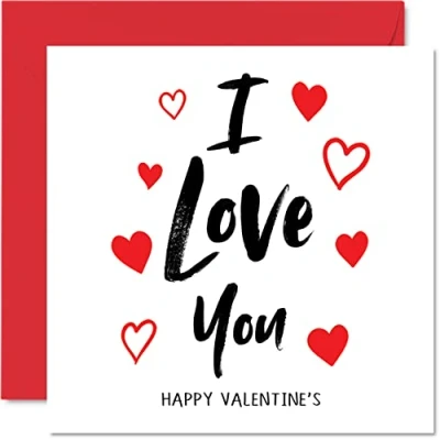 Image of Valentines Card for Her I Love You Valentine Him, Romantic Valentine&#039;s Day Boyfriend Girlfriend Wife Husband Partner Fiancee, 145mm x Seasonal Greeting Cards