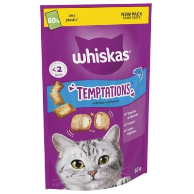 Image of Whiskas Temptations Delicious Cat Treats with Salmon Flavour 60 g