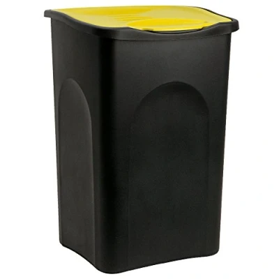 Image of Deuba 50 Litre Bin with Lid Waste Black and Yellow