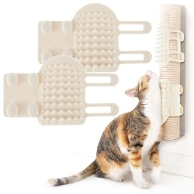 Image of Foribyw 2pcs Cat Brush for Shedding and Grooming Scratcher Self Groomer Wall Corner Massage Comb Short Long Haired Cats