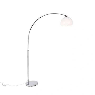 Image of Qazqa Smart Arc Floor lamp I Light Chrome with White Shade incl. WiFi A60 Basic Modern LED E27 1 Steel Suitable for Living Room