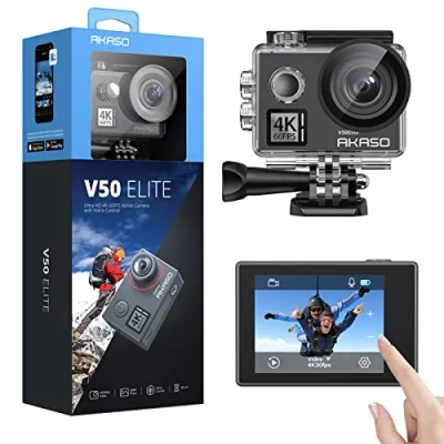 Image of AKASO V50 Elite 4K/60fps Touch Screen WiFi Action Camera Voice Control EIS 40m Waterproof Adjustable View Angle 8X Zoom Remote Sports with Helmet Accessories Kit