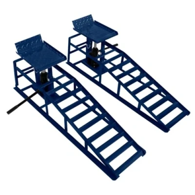 Image of Hydraulic Car Ramps Pair 1.5 Ton Loading Ramp Heavy Duty 3 3000kg Garage Workshop Van Vehicle Bottle Jack Lift 34 x 26cm Platform Height adjustable 305 390mm Max Tyre Width 245mm Steel Safety Bolt