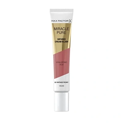 Image of Max Factor Miracle Pure Cream Blush 03 Vintage Peony, Moisturising, Plumps &amp; Hydrates, Buildable Glow, Infused with Hyaluronic Acid Squalene, Fresh Healthy Looking Skin, 100% Vegan