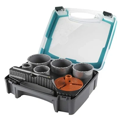 Image of wolfcraft Annular Bit Insert Set, Tungsten Carbide Coated, Ø 3383 mm, 7 Pcs. I 3464000 For brick walls and stone, cutting depth 55 mm