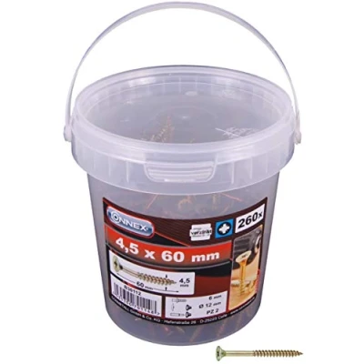 Image of CONNEX B30112 Uni. Screw PZ 4,5x60 per Bucket, Gold, 4,5 x 60 mm (260 Stück)