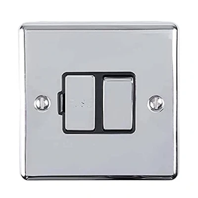 Image of Enhance Decorative Switched Fuse Spur Polished Chrome Finish With Black Trim