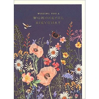 Image of Paper House Female Birthday Card (GBCC YRGG0001) Wildflower Meadow with A Foil Finish Year in The Garden Range