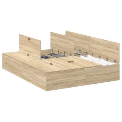 Image of vidaXL Storage Bed Frame Sonoma Oak 140x200 cm