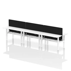 Image of Air B2B 1400x600mm Adjustable 6P Bench Desk CP White/White + Screen