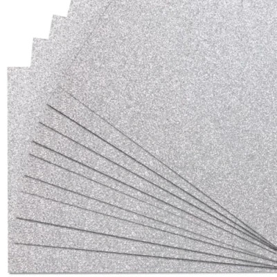 Image of Springboard A4 Glitter Card Sheets 230gsm Non Shed Cardstock for Making Compatible w/Die Cutting Machines Sparkly Craft Supplies 10 Pack Silver