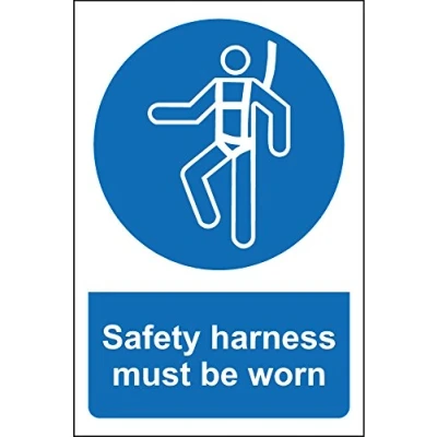 Image of Safety Harness Must be Worn Sign 1.2mm Rigid Plastic 400mm x 300mm