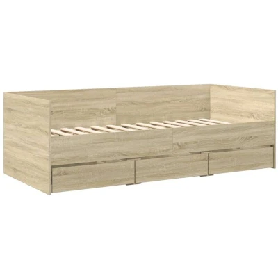 Image of vidaXL Daybed with Drawers without Mattress Sonoma Oak 90x190 cm Single