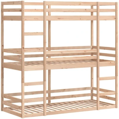 Image of vidaXL Triple Bunk Bed without Mattress 90x190 cm Single Solid Wood Pine