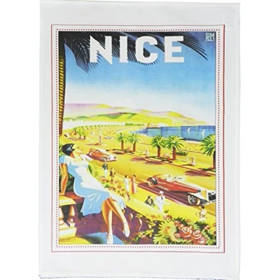 Image of Half a Donkey Nice Retro Style Travel Poster Large Cotton Tea Towel