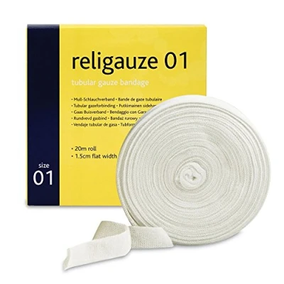 Image of Religrip Band Aid Tubular Gauze, Secure &amp; Exceptional Wound Cotton Dressing Ideal for Fingers and Toes, Bandage Wounds On the Hand Arm Wrist 20m Uncut Roll, 1.5m Width (Size 1)