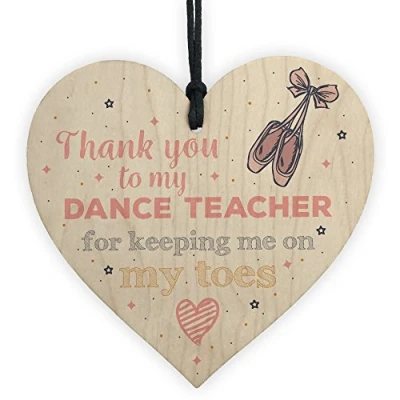 Image of RED OCEAN Handmade Dance Teacher Gift For Her Ballerina Ballet Wood Heart Thank You Friendship Plaque
