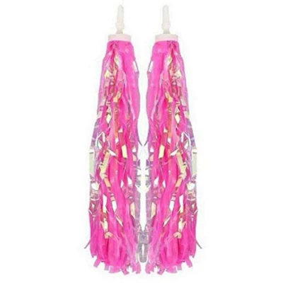 Image of erioctry Children Kids Bike Scooter Handlebar Assorted Colour Streamers pom Pair Bicycle Grips Sparkle Tassel Ribbon Baby Carrier Accessories (Pink)