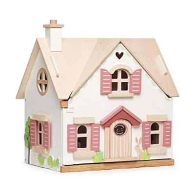 Image of Tender Leaf Toys Cottontail Cottage Wooden Dolls House With Furniture Included …