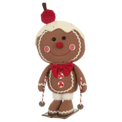 Image of Mr Crimbo Skiing Christmas Gingerbread Figure Fabric Decoration Ornament 38cm