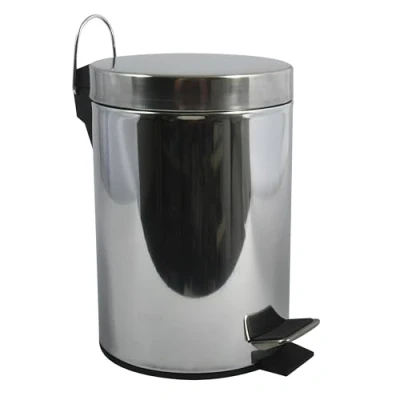 Image of MSV Shiny Stainless Steel Pedal Bin, Silver, 20 Litre