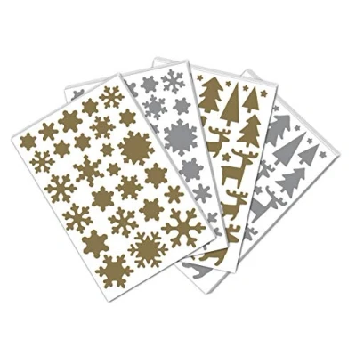 Image of Maildor Ref AE188C Initial Stickers (Bumper Pack of 20 Sheets) Gold &amp; Silver Christmas Designs 16 x 10.5cm, Metallic Coloured Stickers, Contains 640 in Total