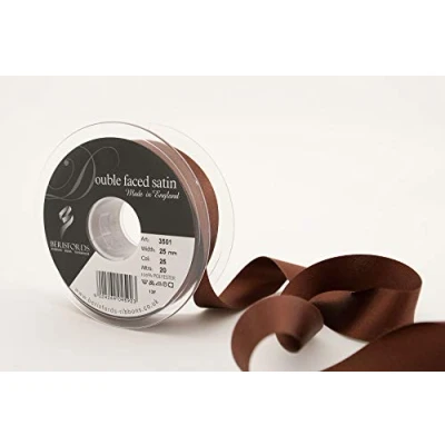 Image of Berisfords Ribbon, Dark Brown, 25 mm x 20 m