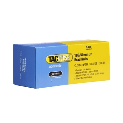 Image of TACWISE 0401 Type 18G / 50 mm Galvanised Brad Nails, Silver, 5000 Pack
