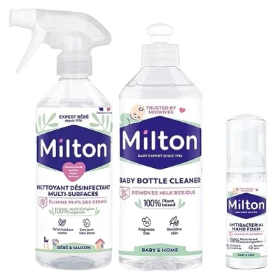 Image of Milton Baby Bottle Cleaner 500 ml Plus Anti Bacterial Surface Spray Hand Sanitiser 50 Hygiene Bundle