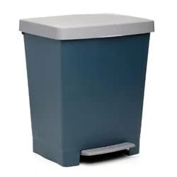 Image of TATAY Kitchen Bin Cubik, 23 Litre Capacity, Retractable Pedal, Polypropylene, BPA Free, 30 Garbage Bag. Atlantic Blue. Dimensions 33.5 x 39 cm