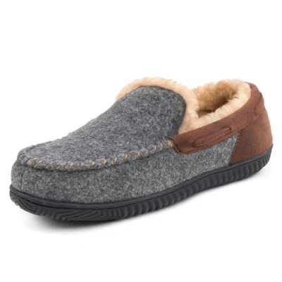 Image of RockDove Men&#039;s Hearthfire Memory Foam Moc Slipper, Size 12 UK Men, Charcoal