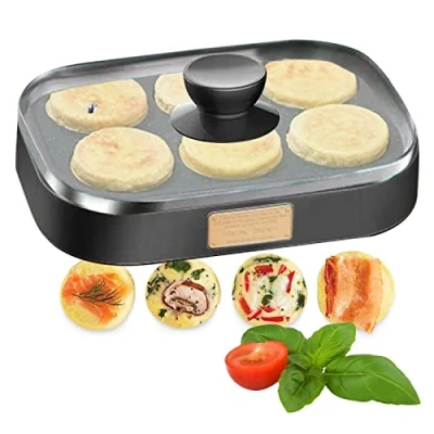 Image of 900W Deluxe Sous Vide Style Egg Bite Maker with Silicone Molds for Breakfast Sandwiches, Electric Non Stick Cooker, Multi Cooker Omelettes, Poached &amp; Scrambled Eggs, Healthy Snacks,Black