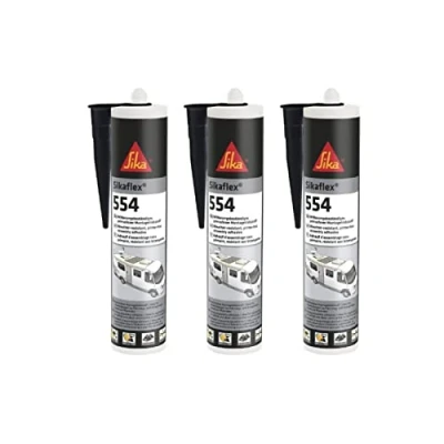 Image of 3 x Sikaflex 554 elastic, versatile, weather resistant, primerless mounting adhesive, 300 ml, white