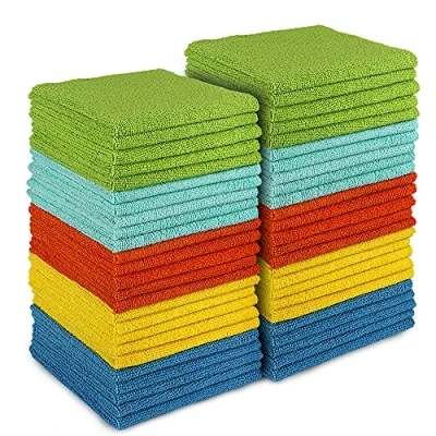 Image of AIDEA Microfibre Cloth Pack of 50, Multifunctional Reusable Cleaning Cloths, Lint Free Streak Washable Duster for House, Kitchen, Car, Motorbike, Windows 30 x cm
