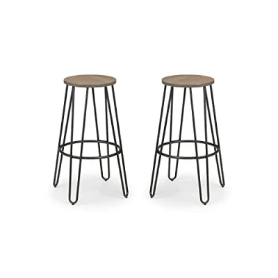 Image of Julian Bowen Dalston Set of 2 Bar Stools, Mocha Elm/Black