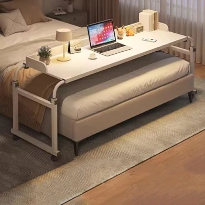 Image of ZHFASDS Overbed Table Computer Workstation，Medical With Wheels Over Bed Desk Height Adjustable 65 95cm Mobile Desktop Baffle(Color:White)