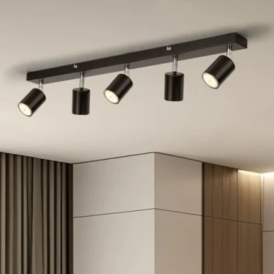 Image of Gr4tec LED Ceiling Spotlight 5 Light, Light Rotatable, Include x 6W GU10 Bulbs Warm White 2700K 550lm, Modern Fitting, Black Spot Lights, Wall for Bedroom Kitchen